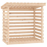 A wooden slatted firewood rack made of solid pine, measuring 42.5x28.7x42.5 inches.